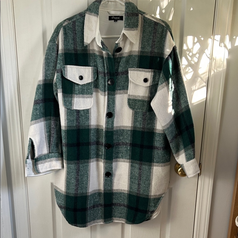 Forest Green and Cream Plaid Shacket